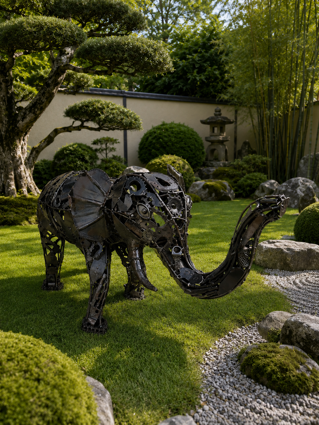 Sculpture métallique artisanale – Éléphant en métal
