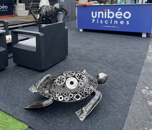 Sculpture métallique artisanale tortue en acier recyclé