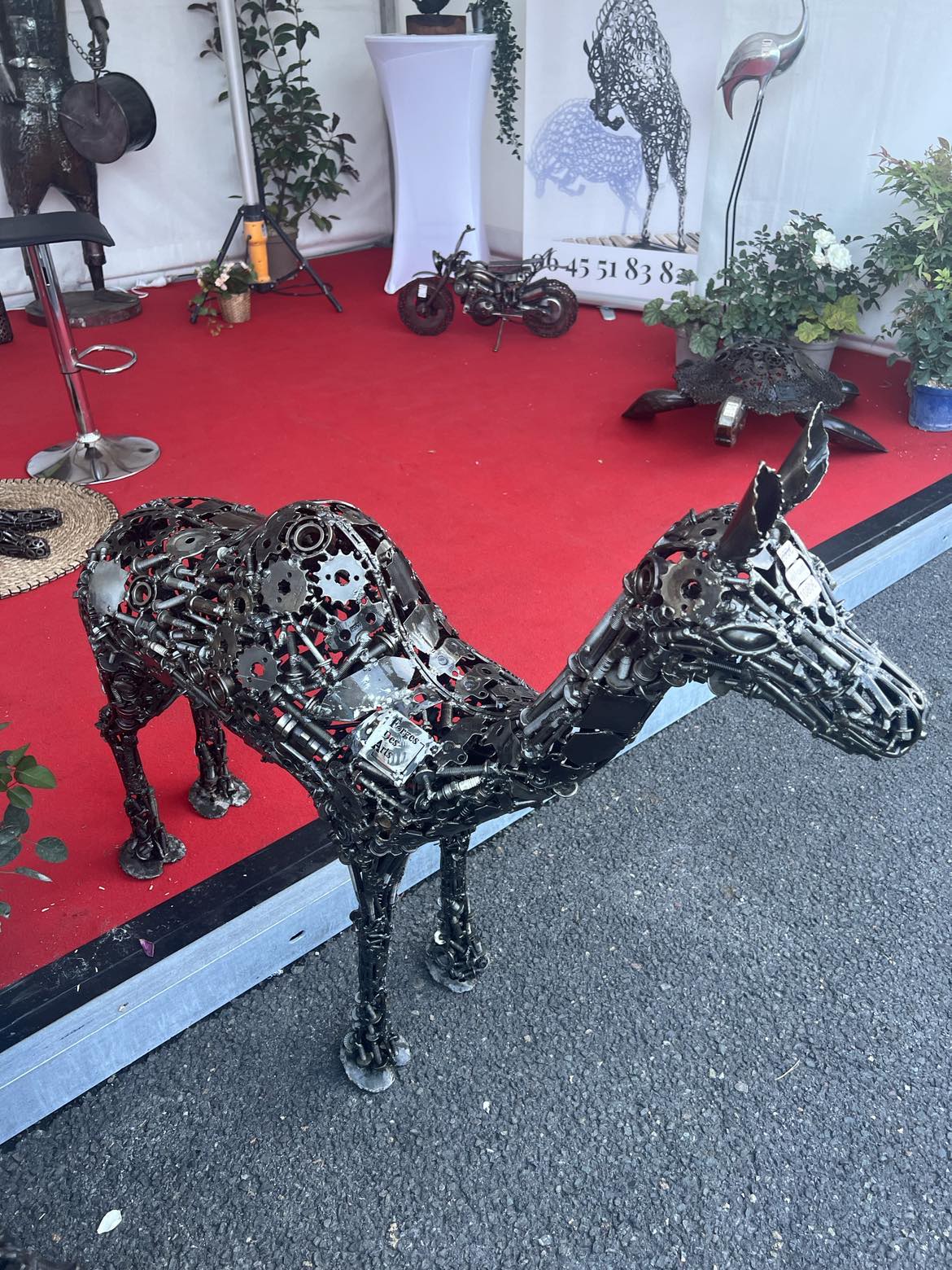 Sculpture métallique artisanale Le Marcheur petit dromadaire en acier recyclé