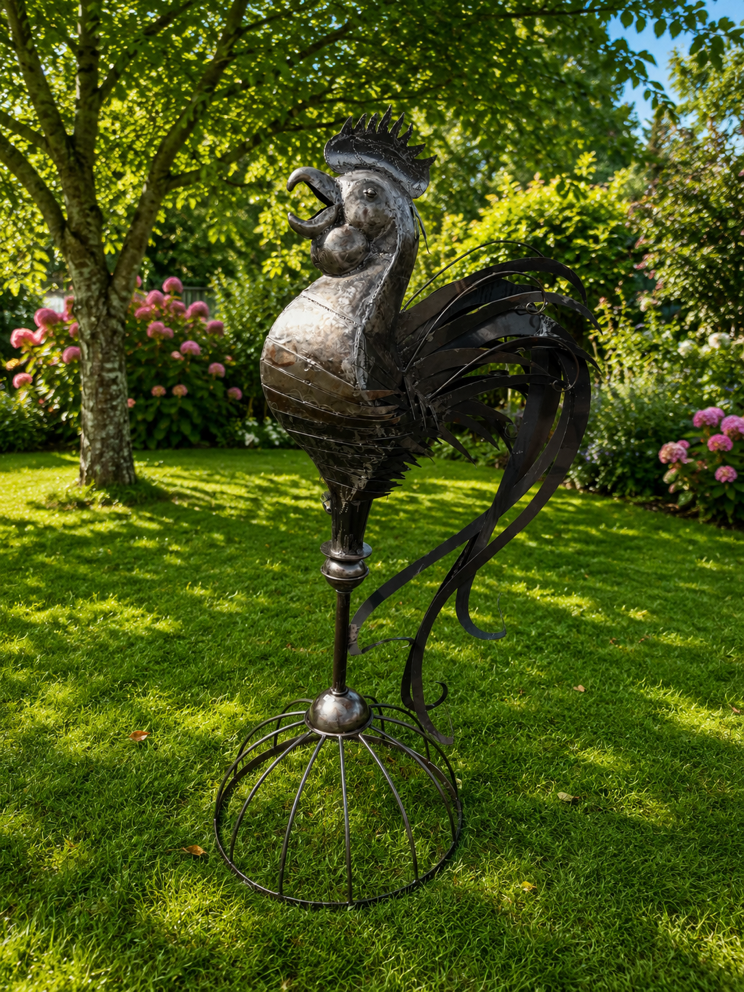 Sculpture Métallique « Majesté Noire » – Coq