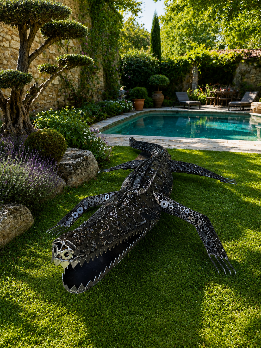 Sculpture Métallique « Prédateur » – Crocodile