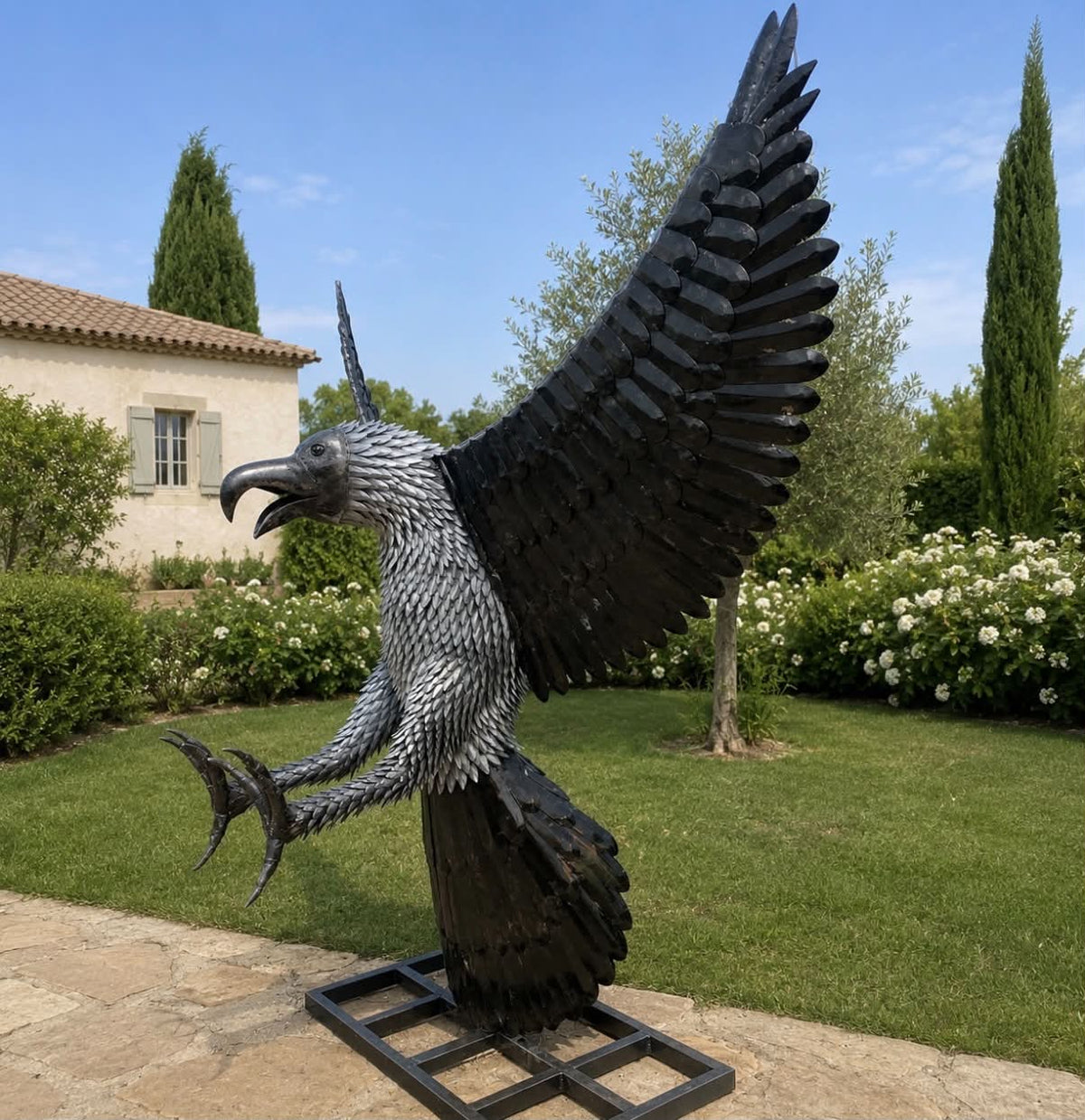 Sculpture métallique artisanale – Aigle monumental